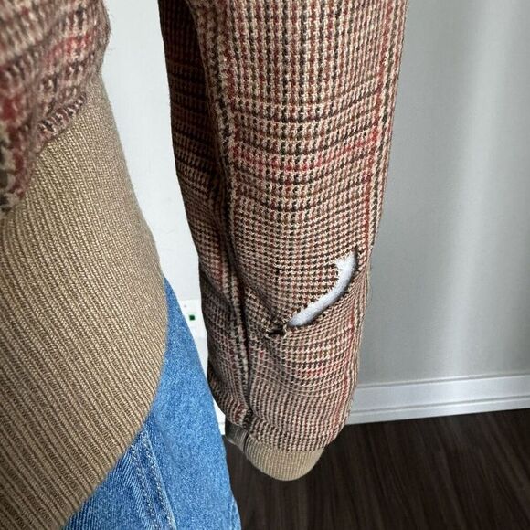 VTG Y2K Plaid Wool Grungecore Bomber Jacket Triple Five Soul  Size M - Picture 4 of 7